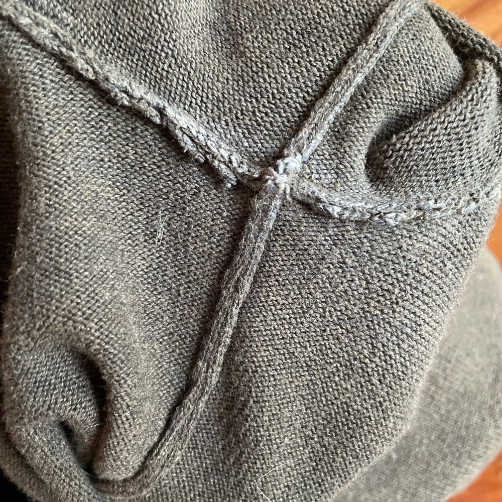 All Saints Olive Green Sweater with Leather Shoulders - Picture 10 of 10